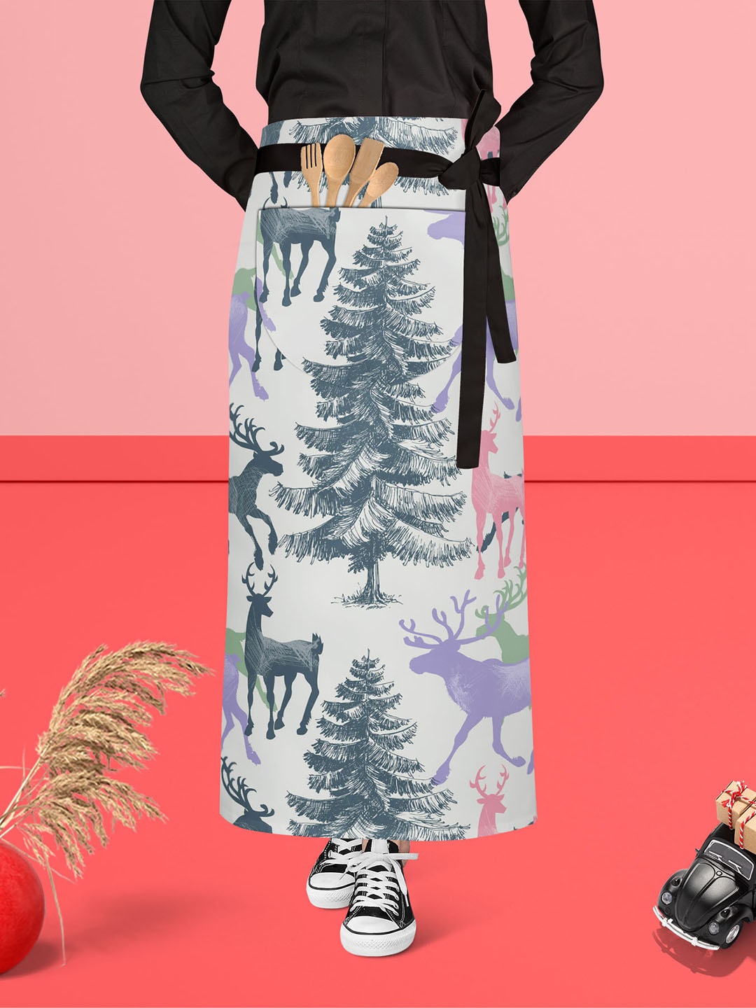 

ArtzFolio White & Grey Printed Pure Cotton Waist Apron