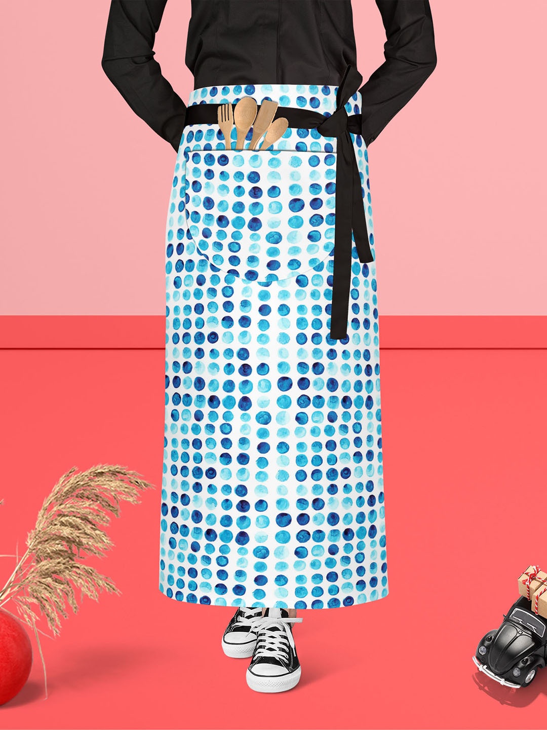 

ArtzFolio Black & White Printed Cotton Waist Apron