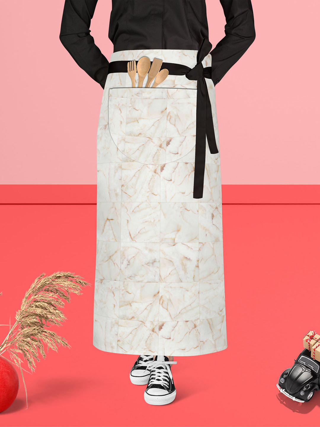 

ArtzFolio Black & White Printed Cotton Waist Apron