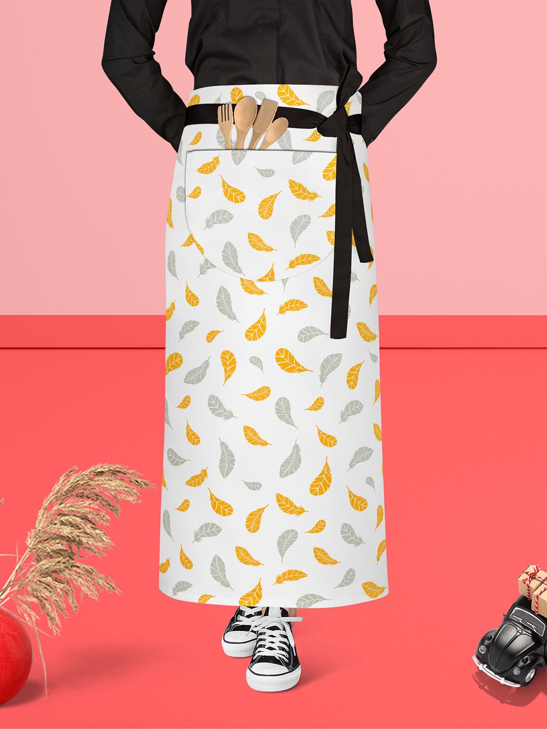 

ArtzFolio White & Grey Printed Pure Cotton Waist Apron