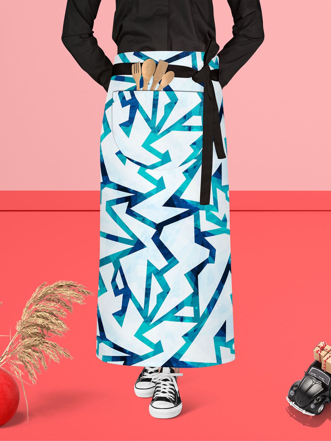 

ArtzFolio White & Blue Printed Pure Cotton Waist Apron