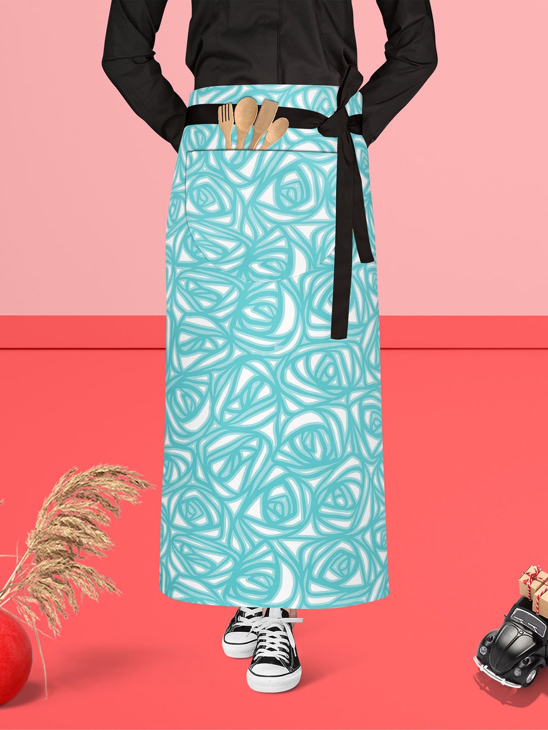 

ArtzFolio Blue & White Printed Pure Cotton Waist Apron
