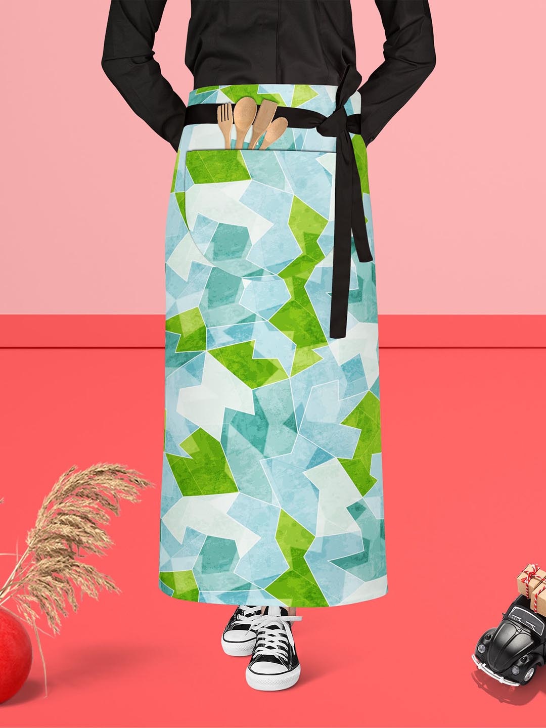 

ArtzFolio Green & Blue Printed Pure Cotton Waist Apron