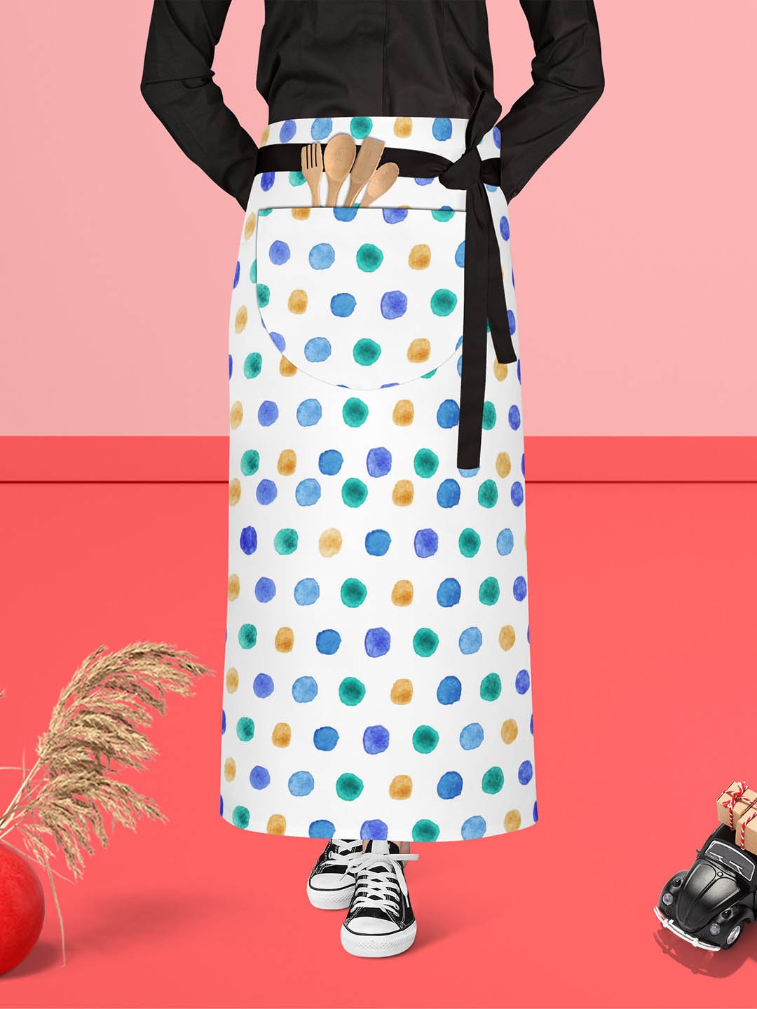 

ArtzFolio White & Blue Printed Pure Cotton Waist Apron