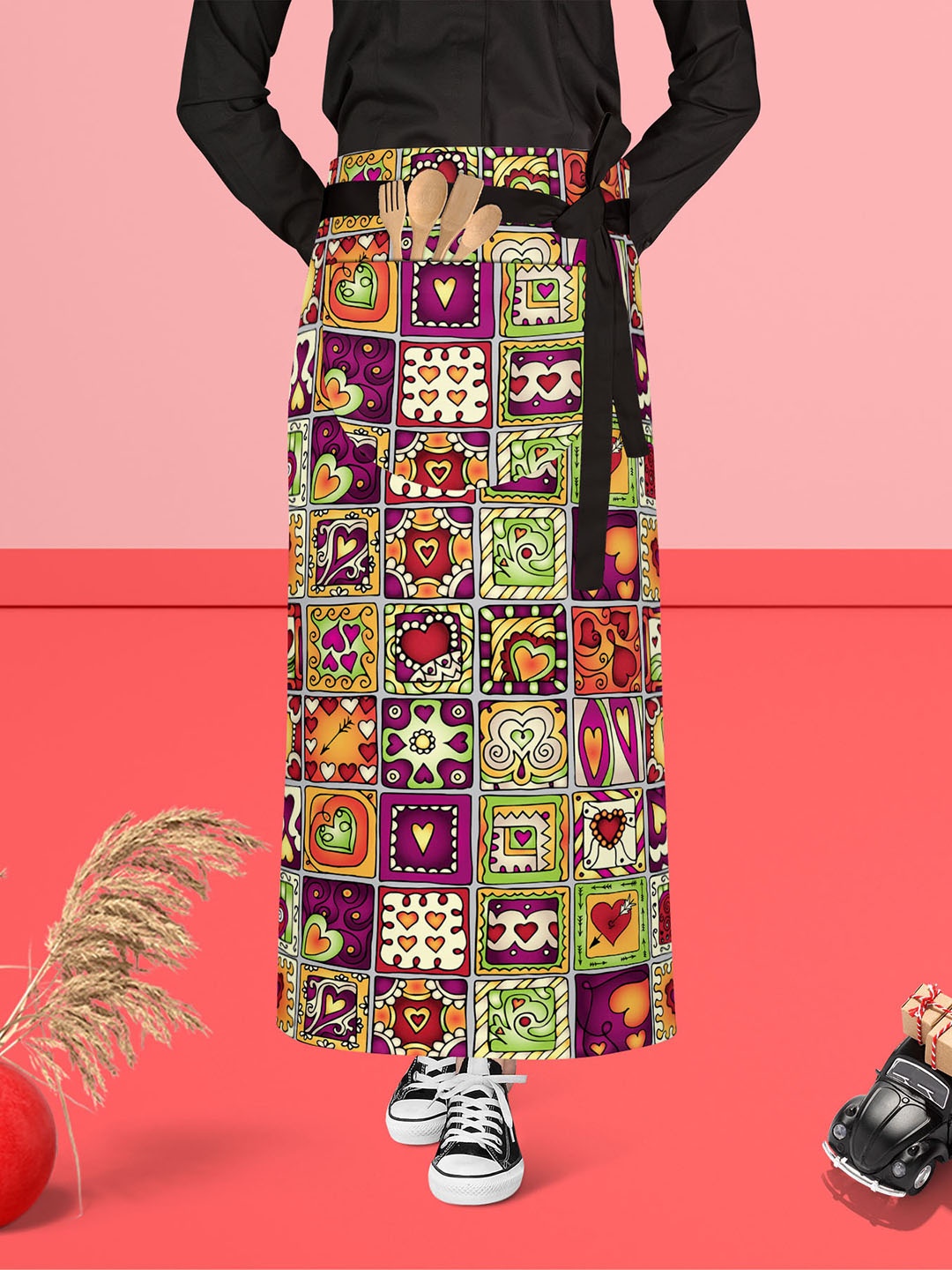 

ArtzFolio Purple & Red Printed Cotton Waist Apron