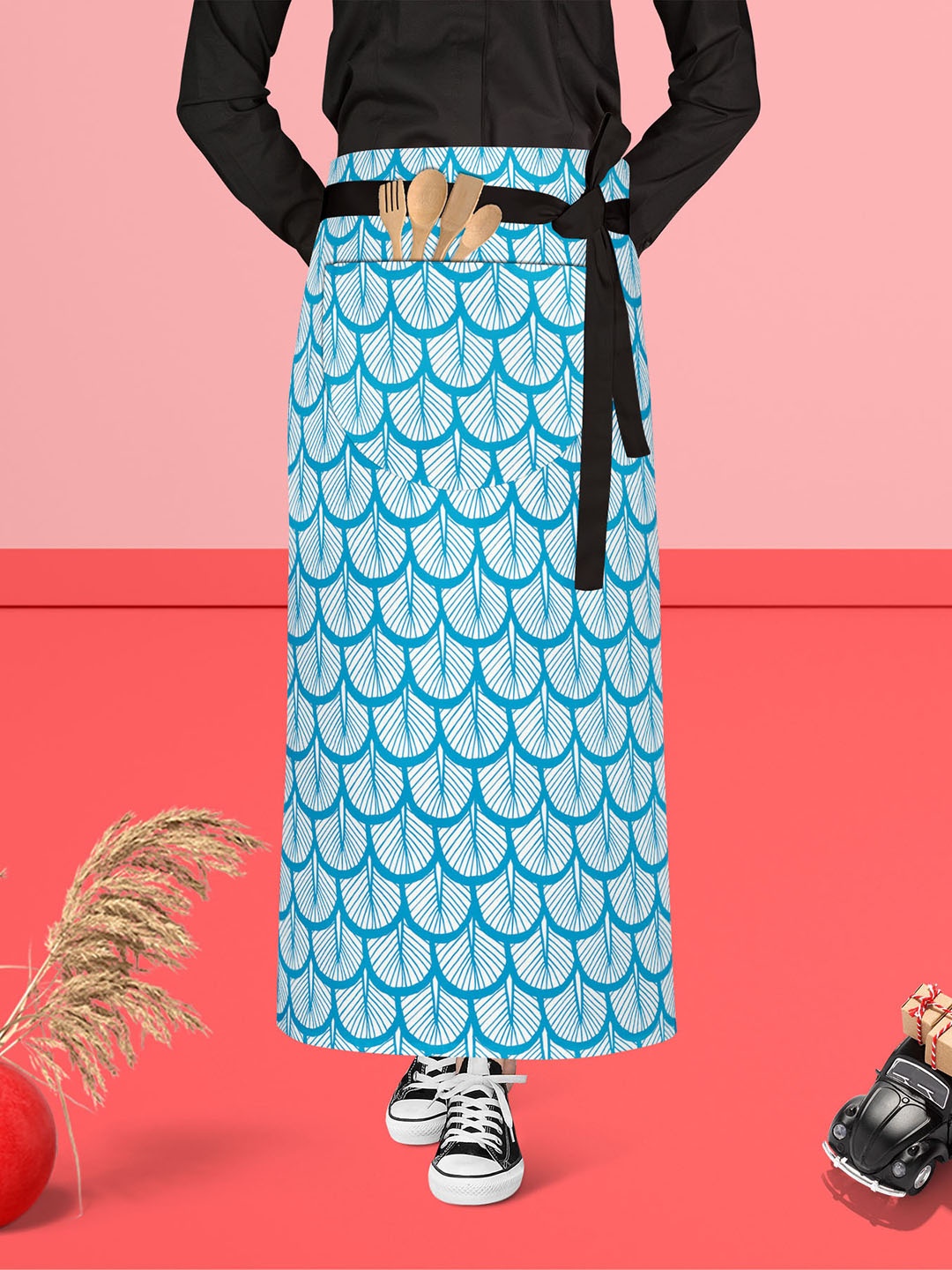 

ArtzFolio Blue & White Printed Cotton Waist Apron