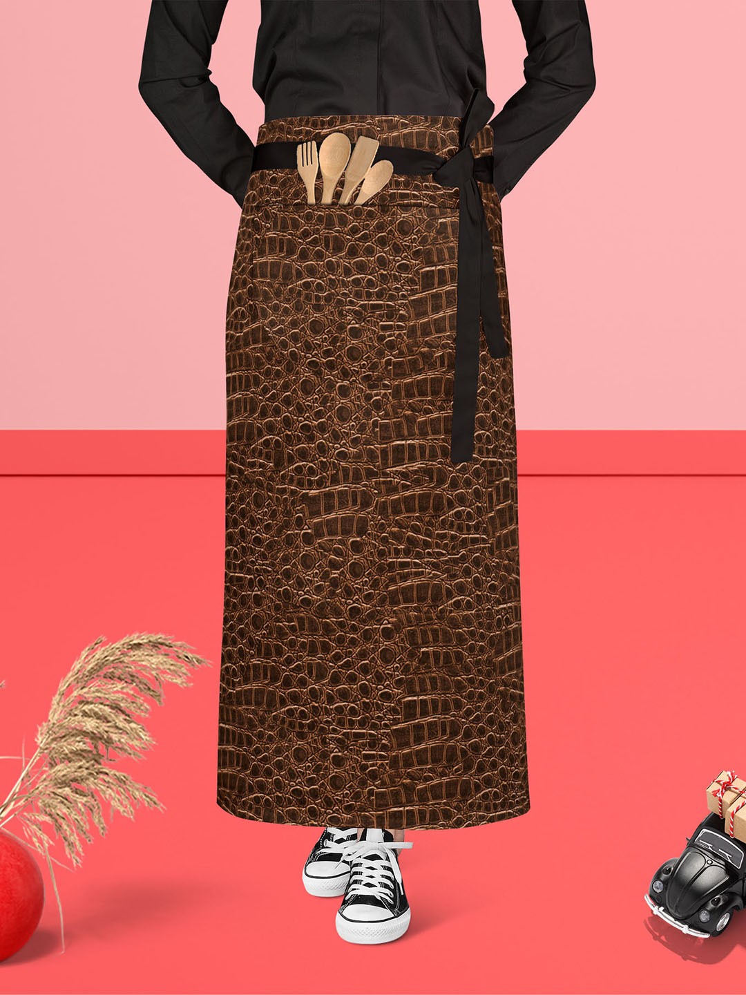 

ArtzFolio Brown Printed Cotton Waist Apron