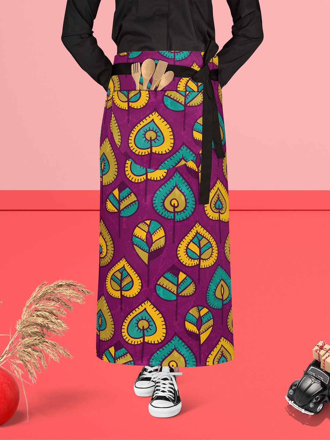 

ArtzFolio Purple & Yellow Cotton Printed Waist to Feet Apron