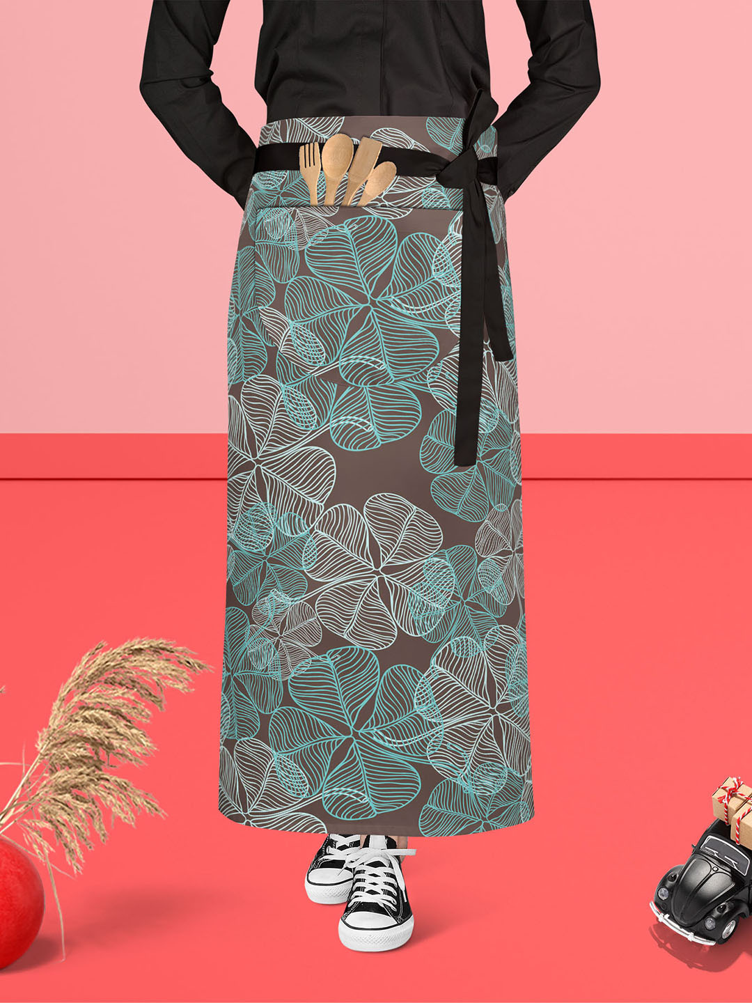 

ArtzFolio Brown & Blue Cotton Printed Waist to Feet Apron