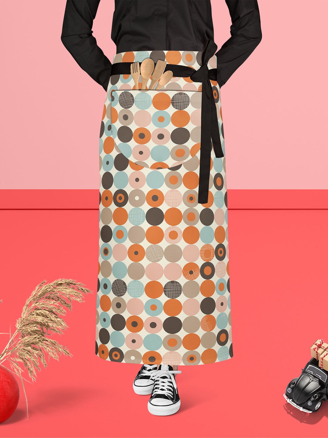 

ArtzFolio Blue & Orange-Coloured Printed Cotton Aprons