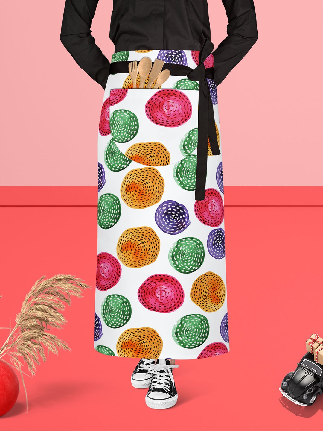 

ArtzFolio White & Pink Printed Cotton Waist Apron