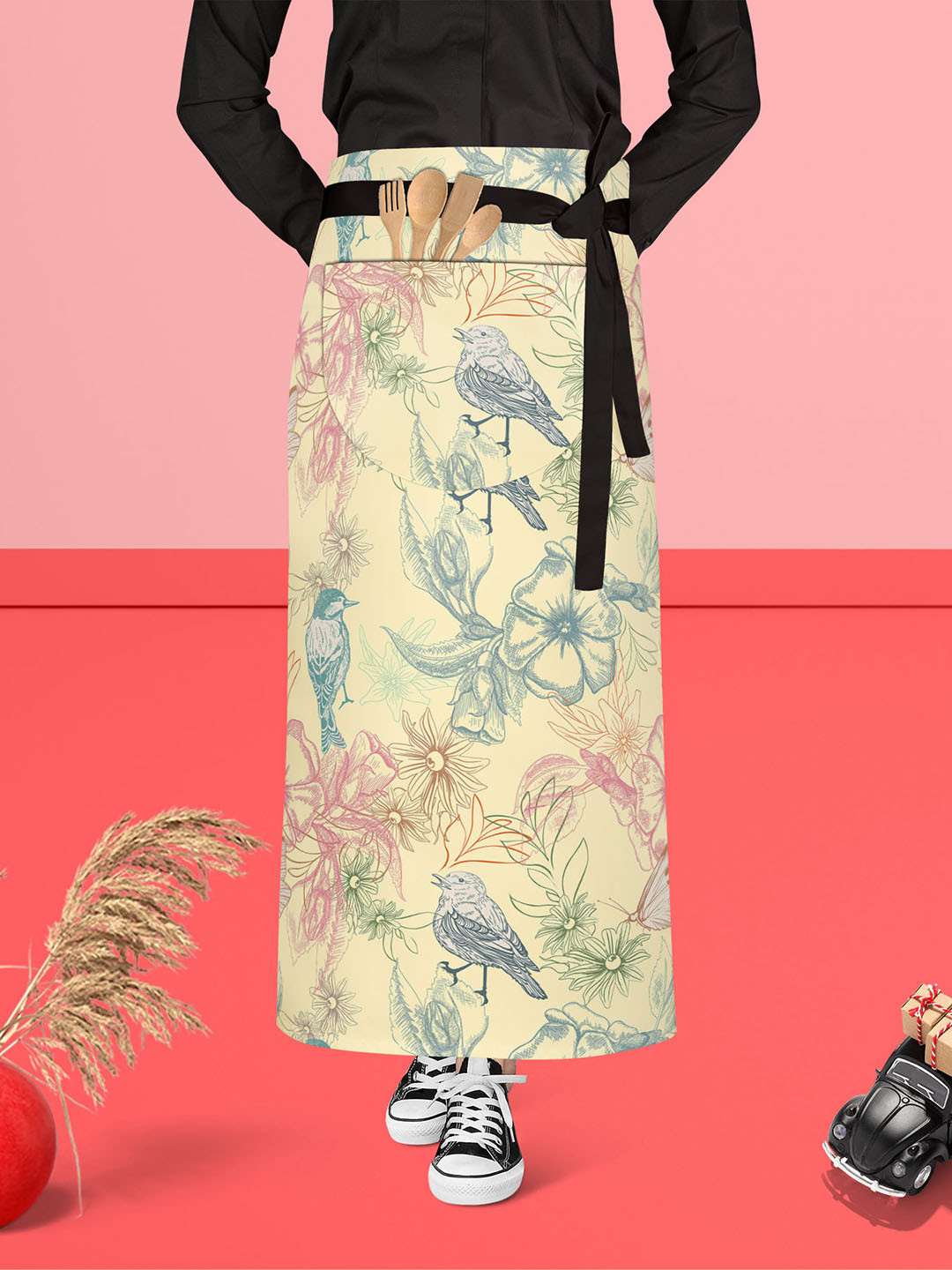 

ArtzFolio Yellow & Grey Printed Cotton Waist Apron