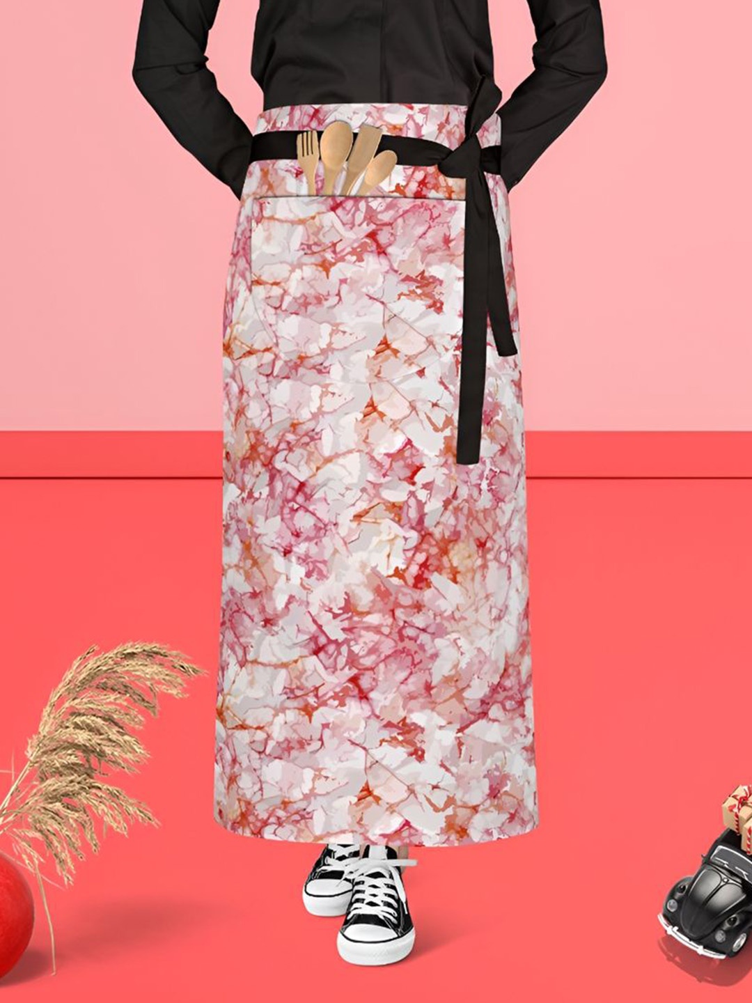 

ArtzFolio White & Red Printed Cotton Waist Apron