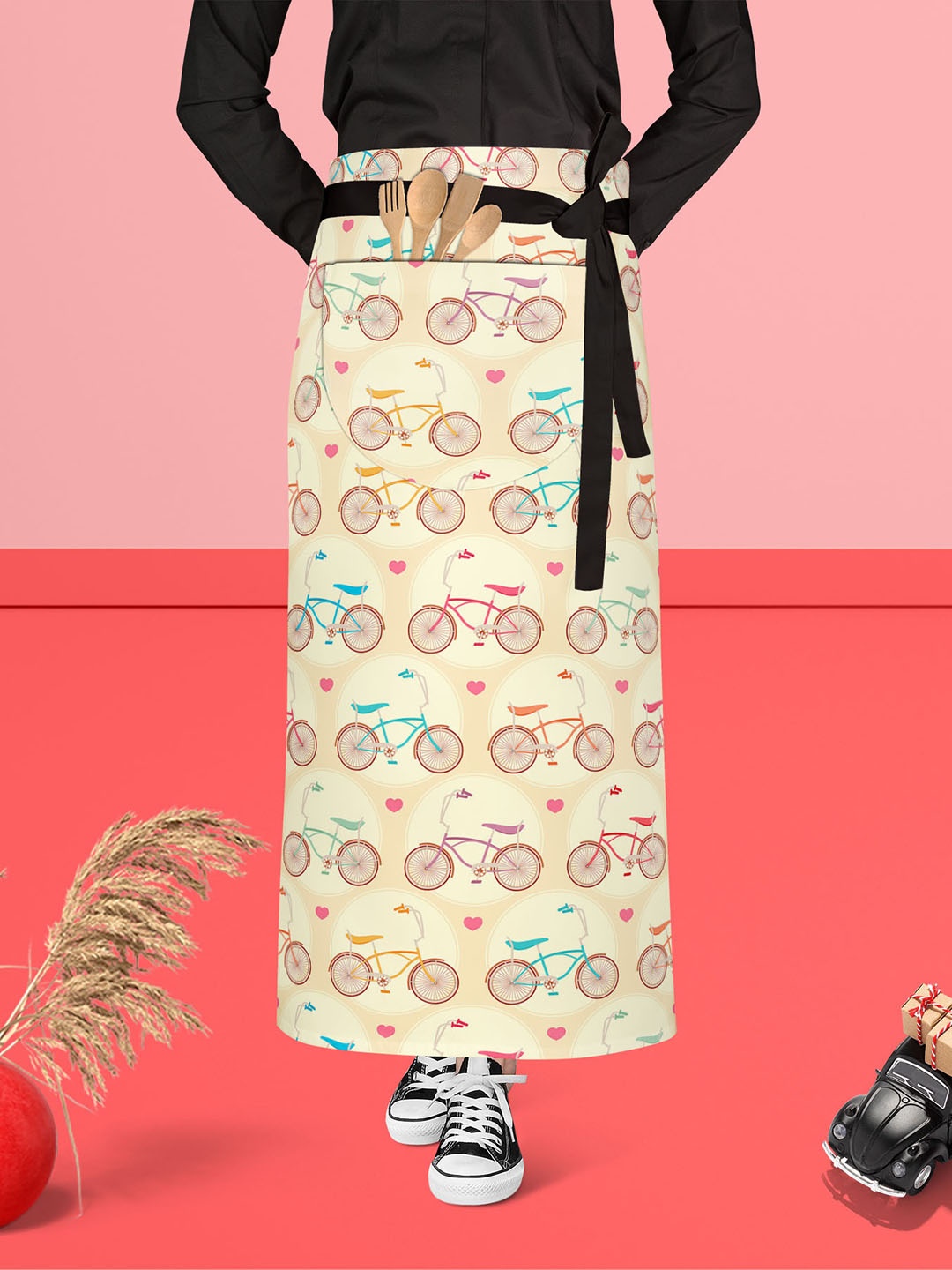 

ArtzFolio Yellow & Blue Printed Cotton Waist Apron