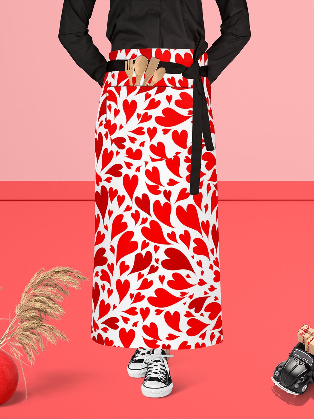 

ArtzFolio White & Red Printed Cotton Waist Apron