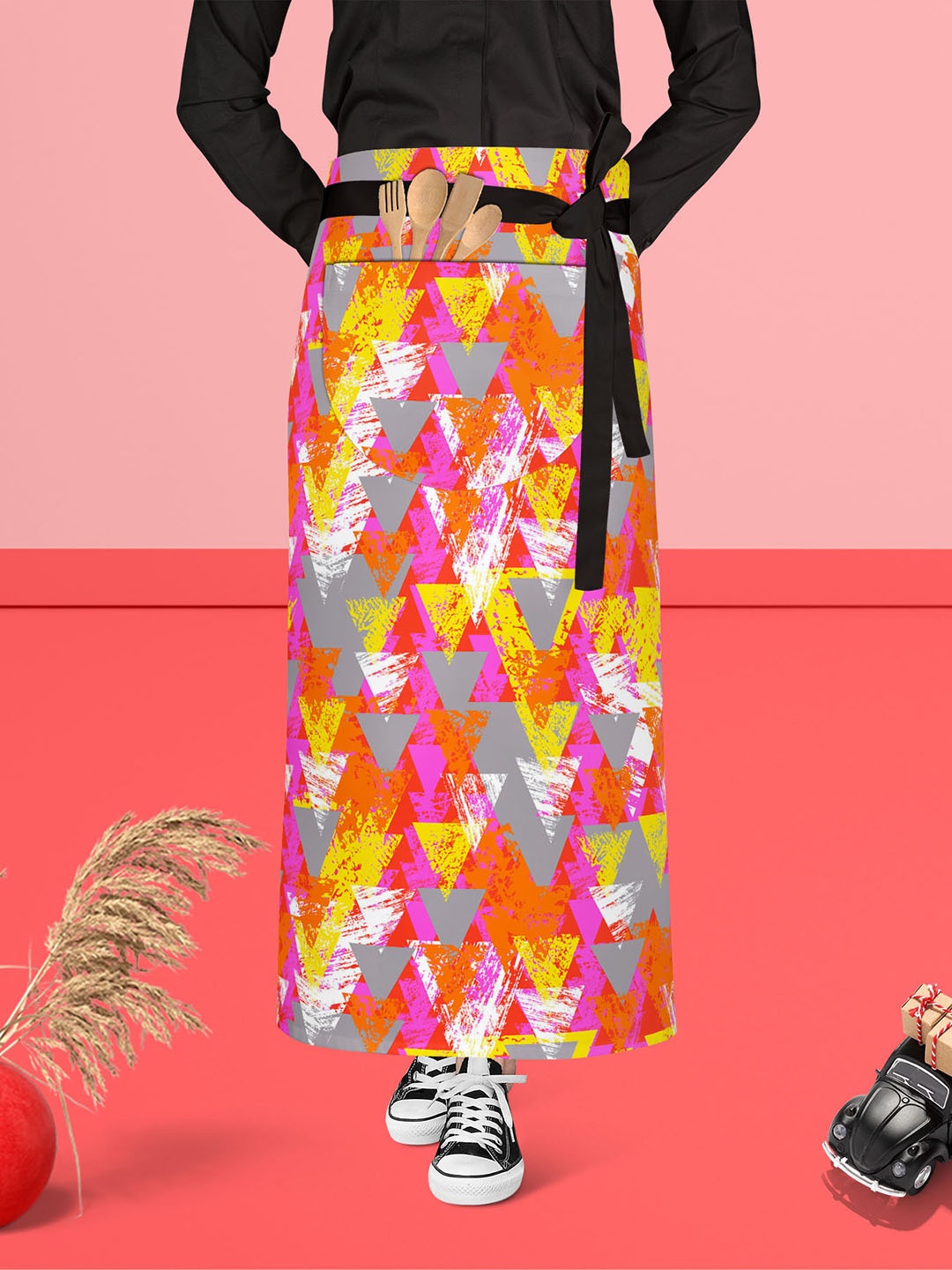 

ArtzFolio Yellow & Grey Printed Cotton Waist Apron