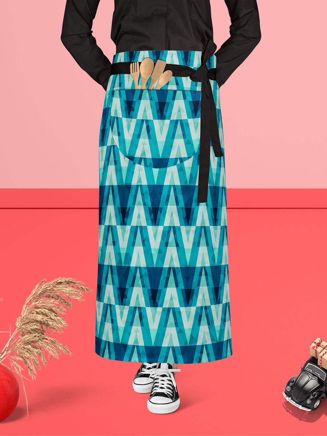 

ArtzFolio Blue & Black Printed Cotton Waist Apron