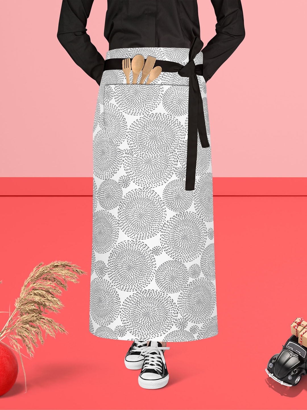 

ArtzFolio White & Grey Printed Cotton Waist Apron