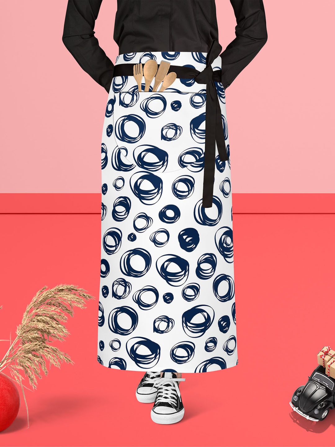 

ArtzFolio White & Black Printed Cotton Waist Apron