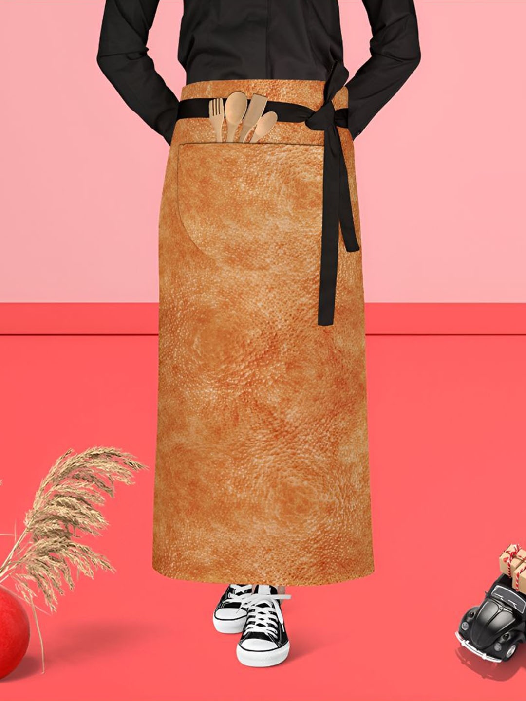

ArtzFolio Brown & Black Printed Cotton Waist Apron