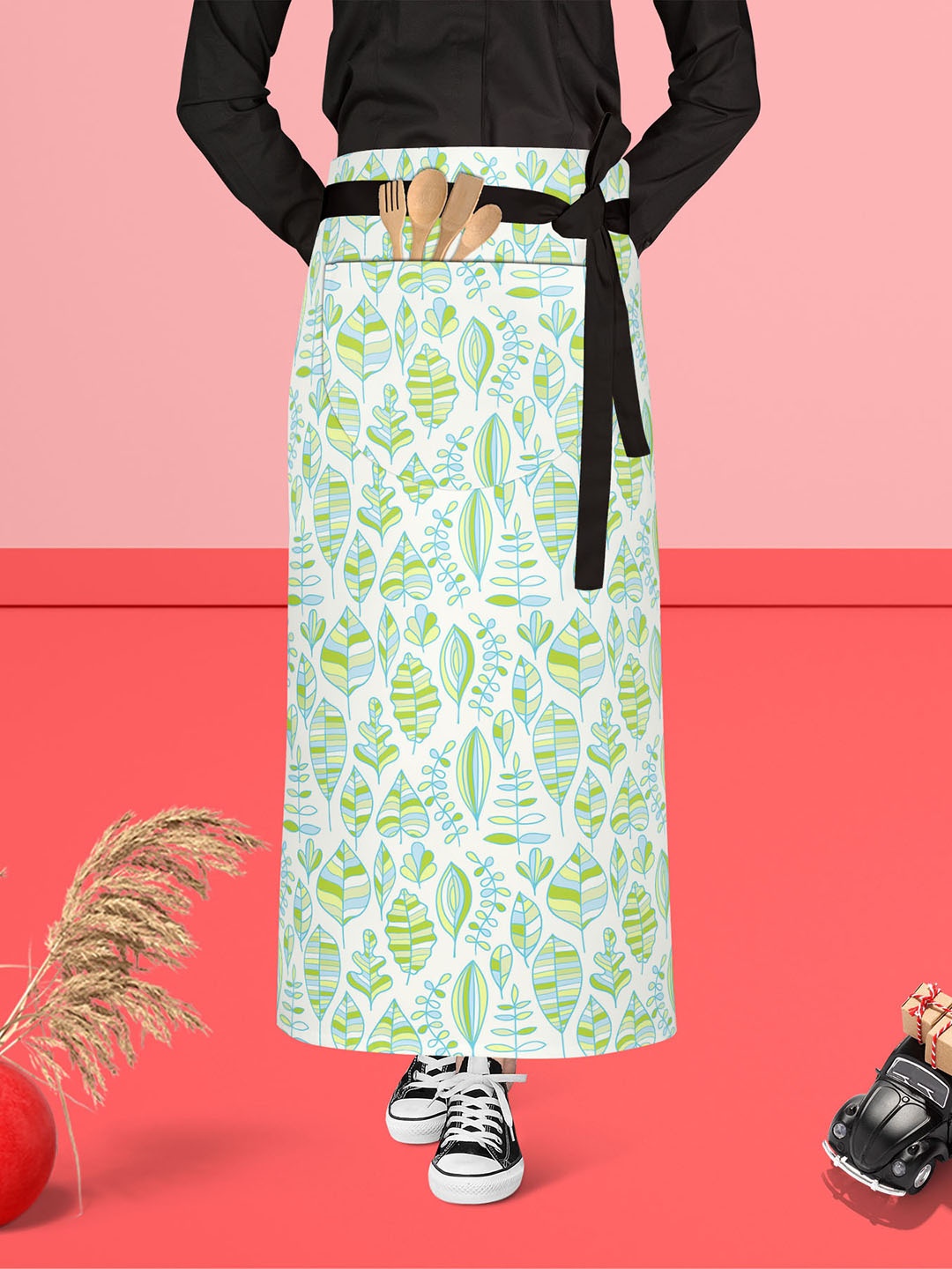 

ArtzFolio White & Green Printed Cotton Waist Apron