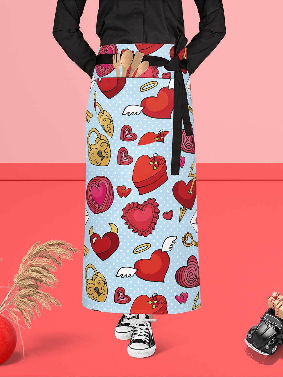 

ArtzFolio Red & Blue Printed Cotton Waist Apron