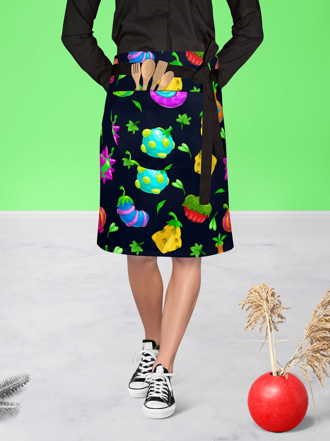 

ArtzFolio Green & Blue Printed Cotton Waist Apron