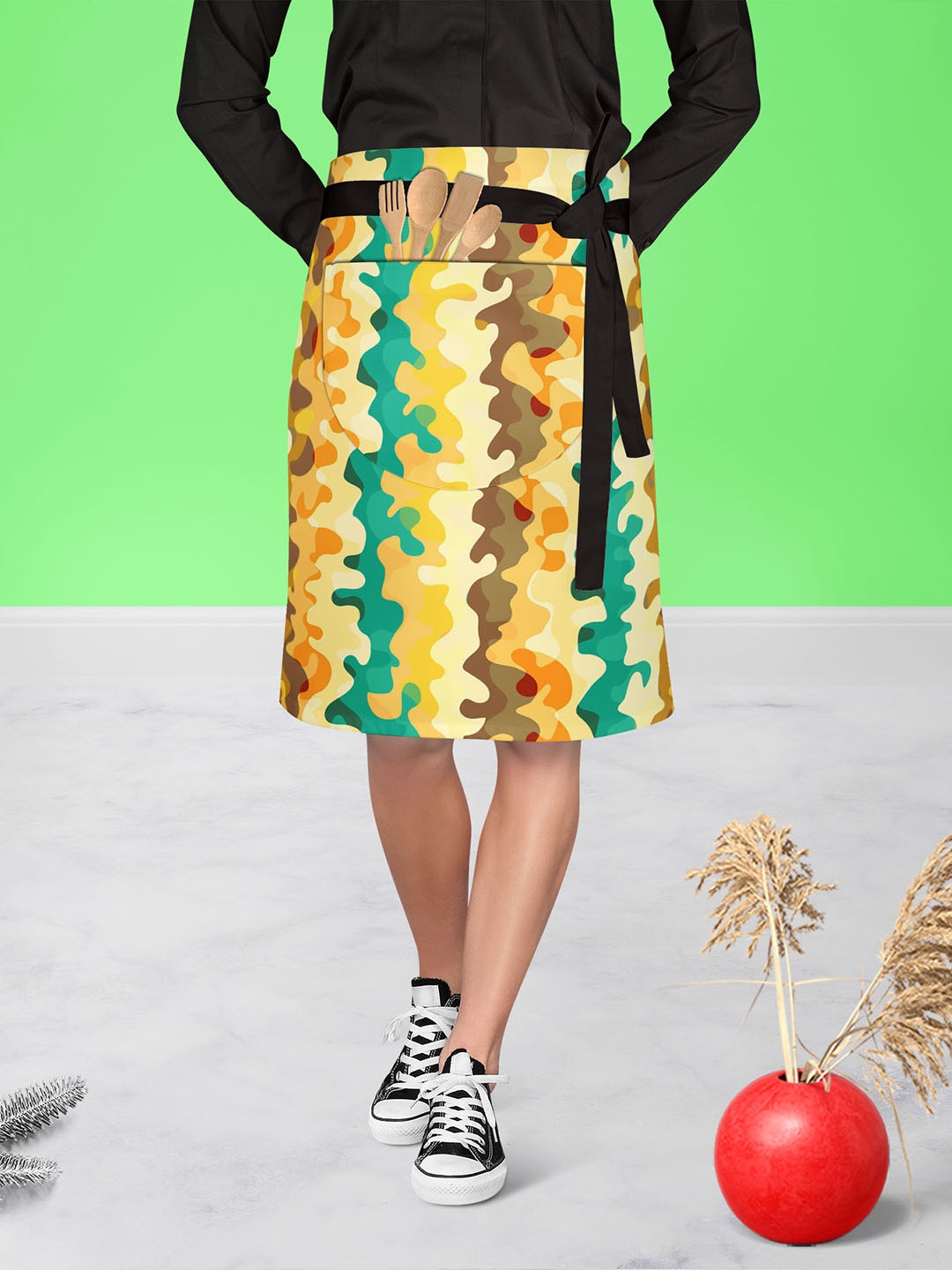 

ArtzFolio Beige & Green Printed Cotton Aprons