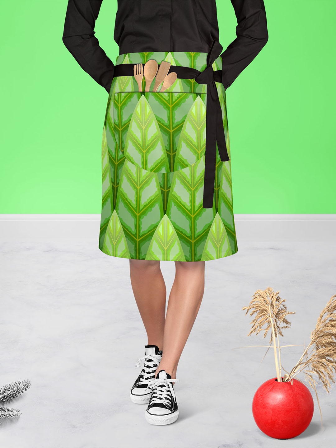 

ArtzFolio Green Printed Cotton Waist Apron