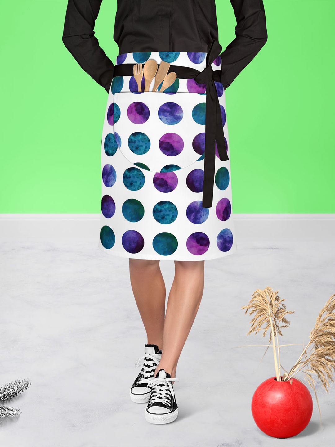 

ArtzFolio Gradient Circles White & Purple Printed Cotton Waist To Knee Apron