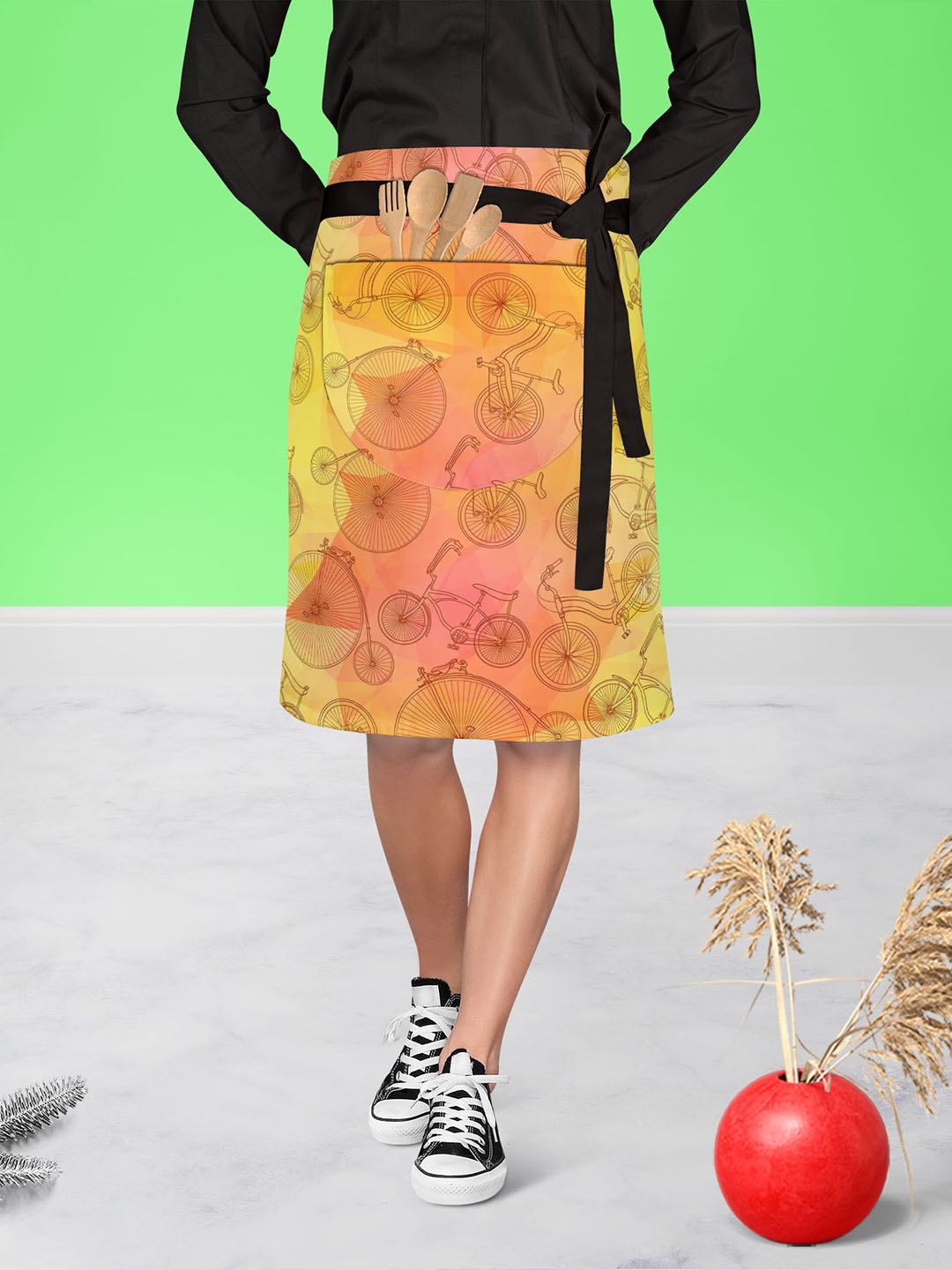 

ArtzFolio Yellow Printed Cotton Waist To Knee Apron