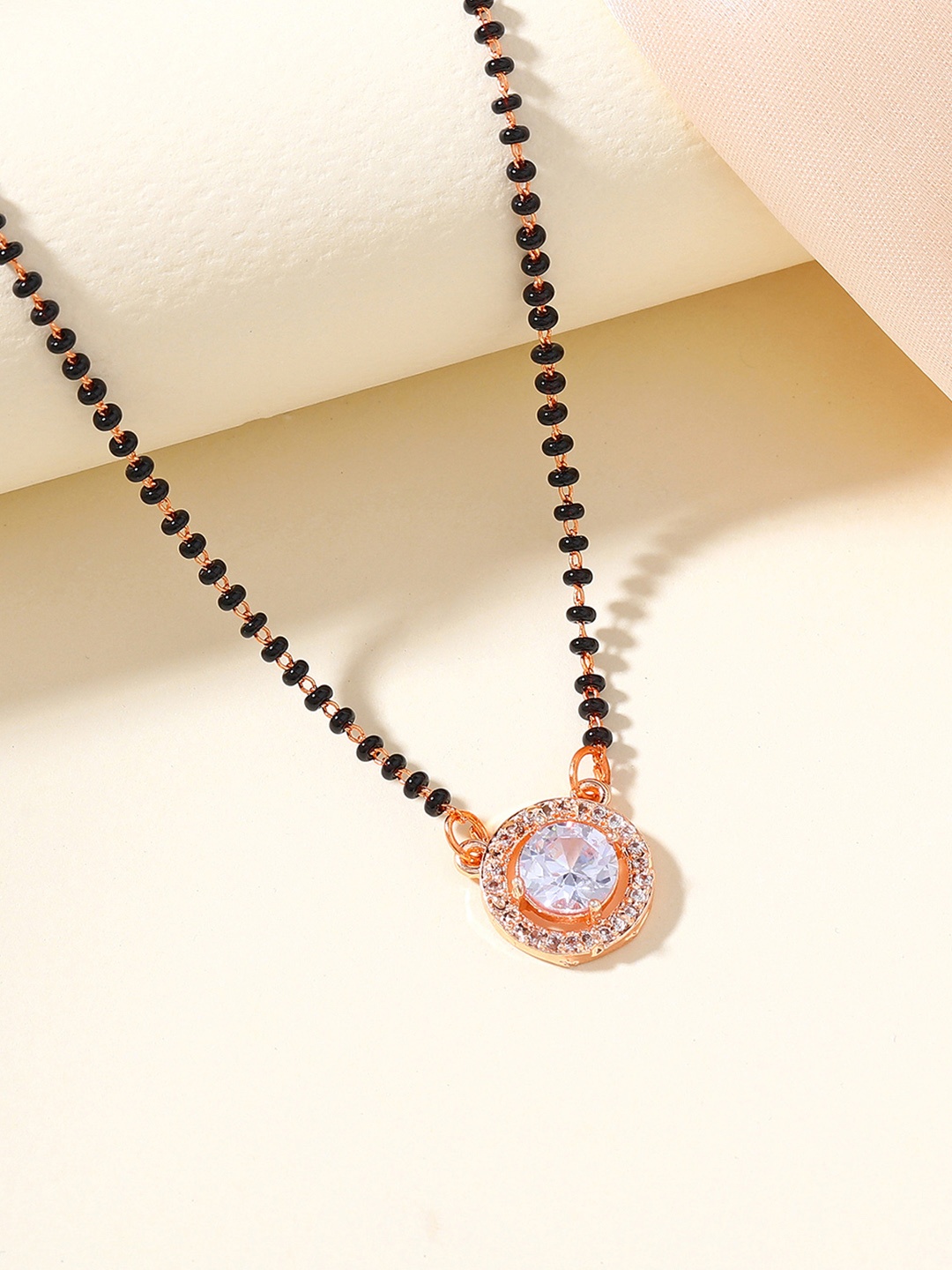 

Estele Rose Gold-Plated Crystals Studded Mangalsutra