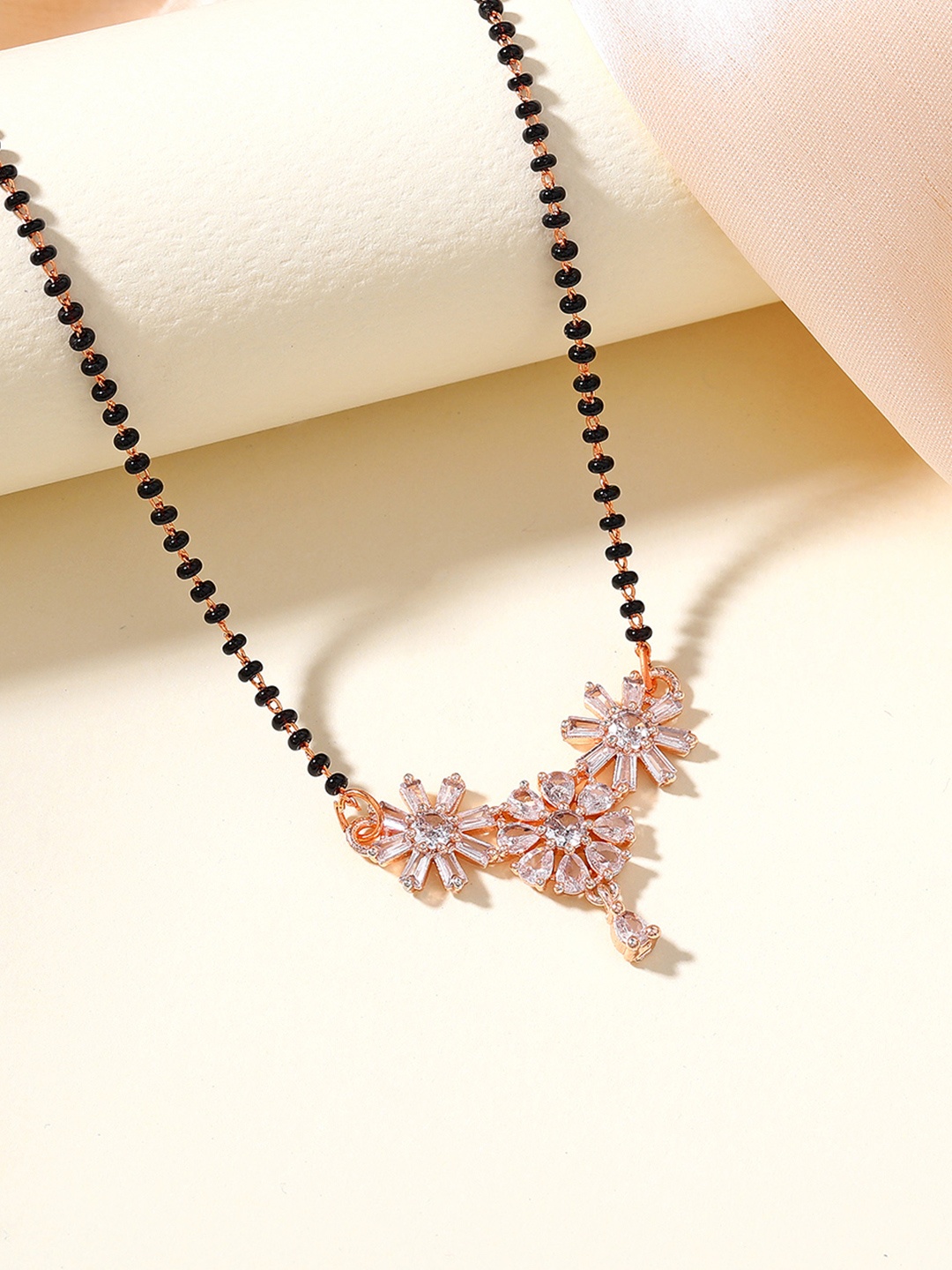 

Estele Rose Gold-Plated Crystals Studded Mangalsutra