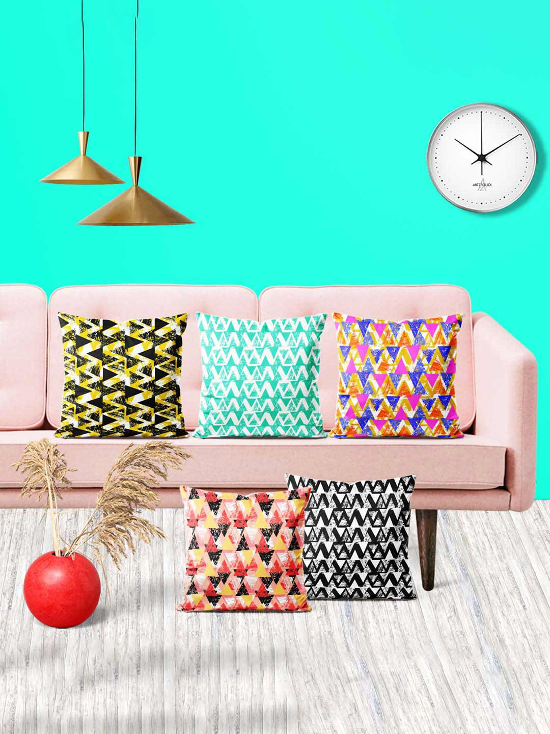 

ArtzFolio Multicoloured Set of 5 Velvet Square Cushion Covers, Multi
