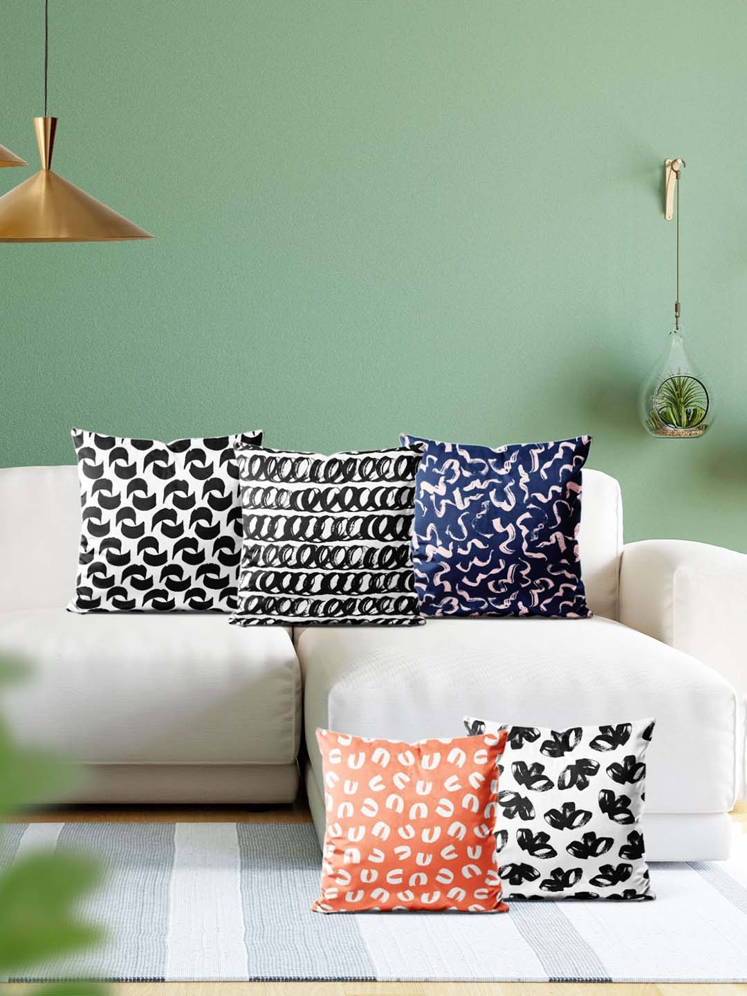 

ArtzFolio Multicoloured Set of 5 Velvet Square Cushion Covers, Multi