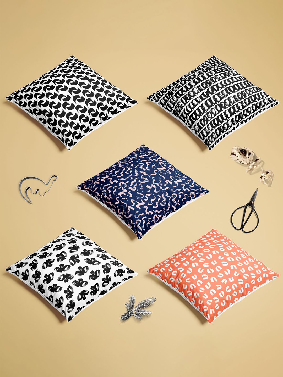 

ArtzFolio Multicoloured Set of 5 Square Cushion Covers, Multi
