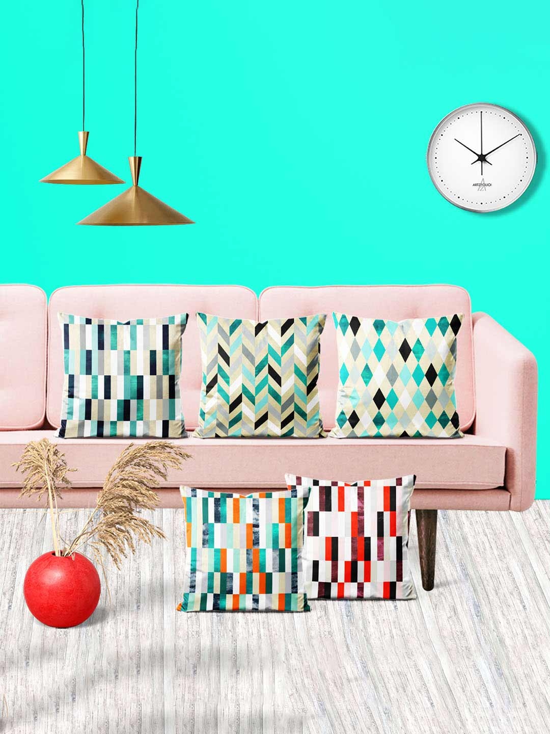 

ArtzFolio Multicoloured Set of 5 Square Cushion Covers, Multi