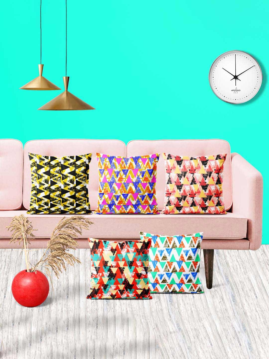 

ArtzFolio Multicoloured Set of 5 Velvet Square Cushion Covers, Multi