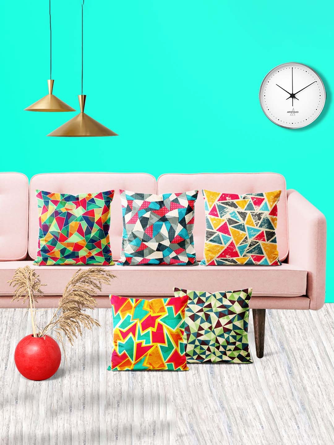 

ArtzFolio Multicoloured Set of 5 Square Cushion Covers, Multi