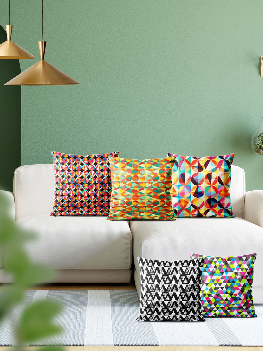 

ArtzFolio Multicoloured Set of 5 Square Cushion Covers, Multi