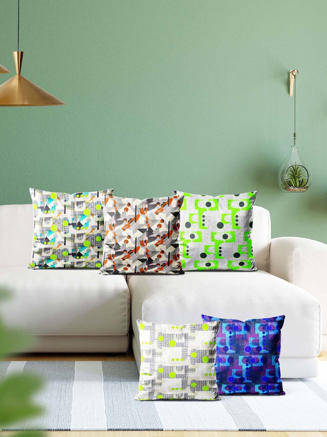 

ArtzFolio Multicoloured Set of 5 Velvet Square Cushion Covers, Multi