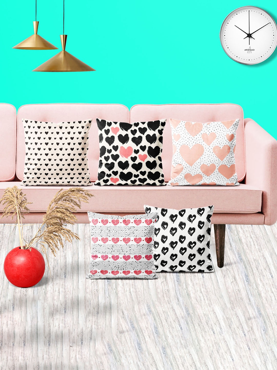 

ArtzFolio Multicoloured Set of 5 Square Cushion Covers, Multi