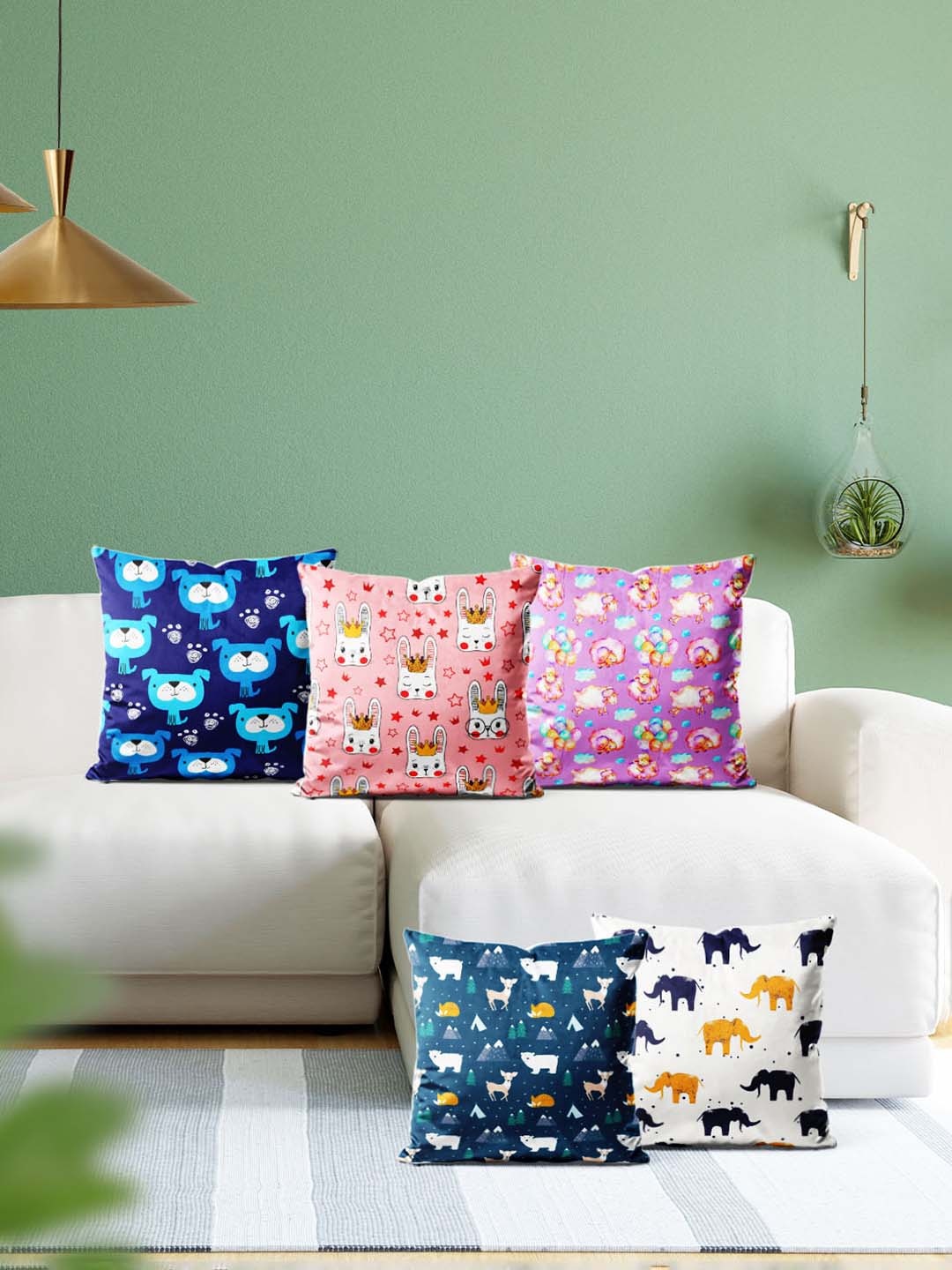 

ArtzFolio Multicoloured Set of 5 Square Cushion Covers, Multi