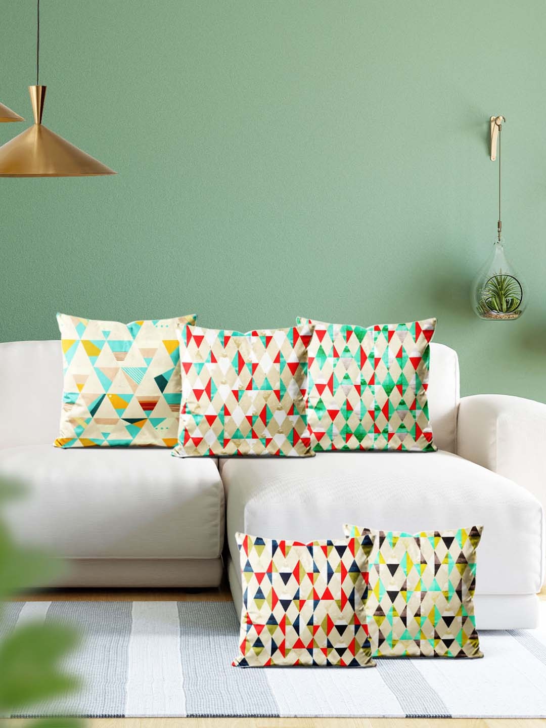 

ArtzFolio Multicoloured Set of 5 Velvet Square Cushion Covers, Multi