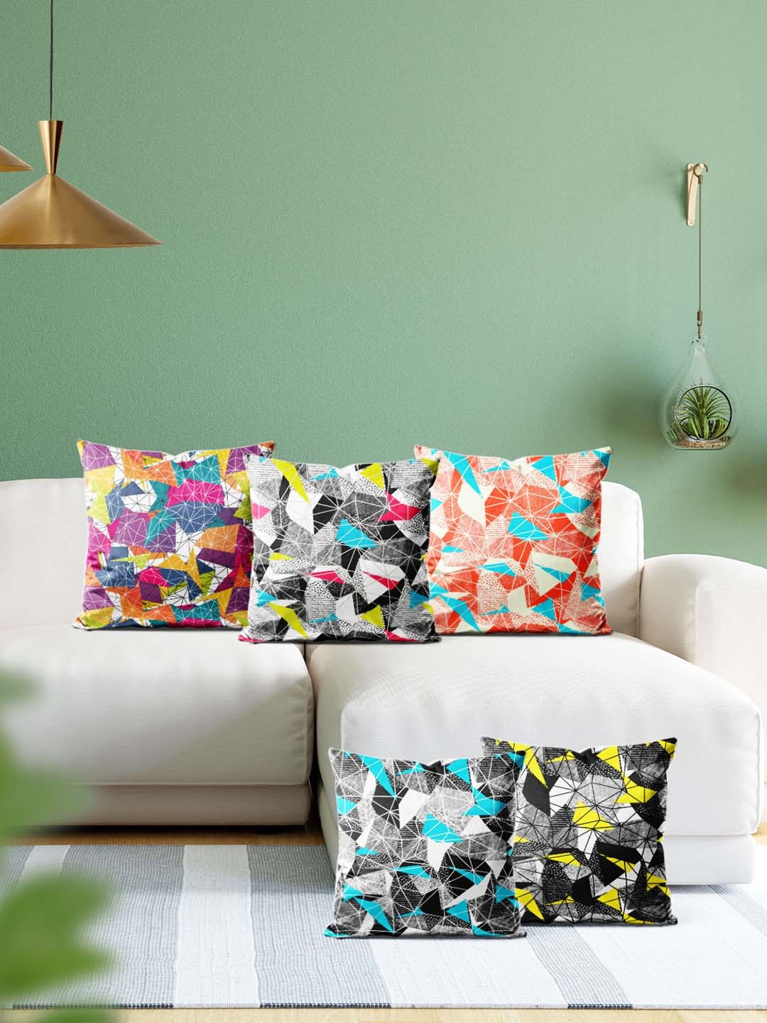 

ArtzFolio Multicoloured Set of 5 Velvet Square Cushion Covers, Multi