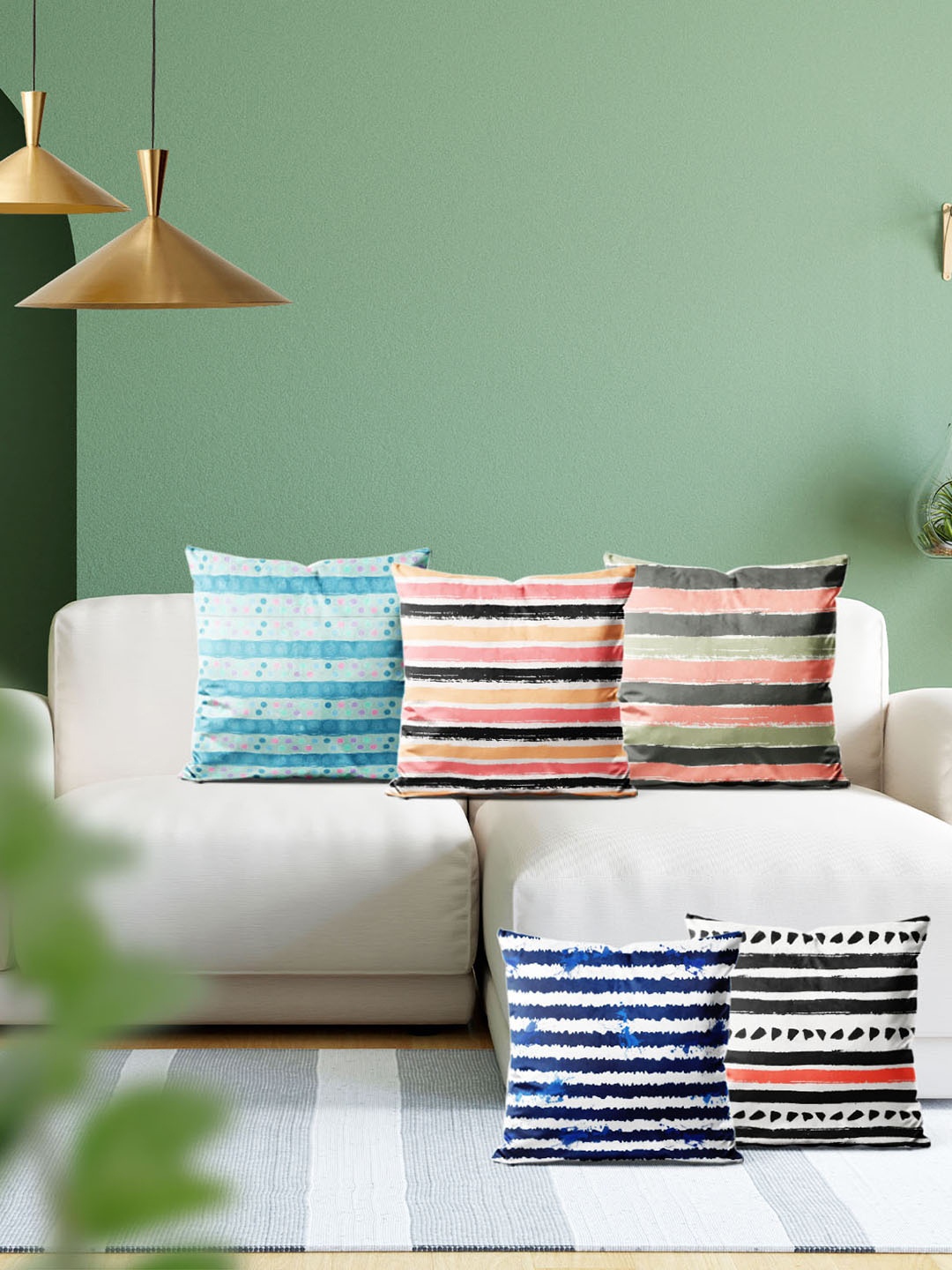 

ArtzFolio Multicoloured Set of 5 Velvet Square Cushion Covers, Multi