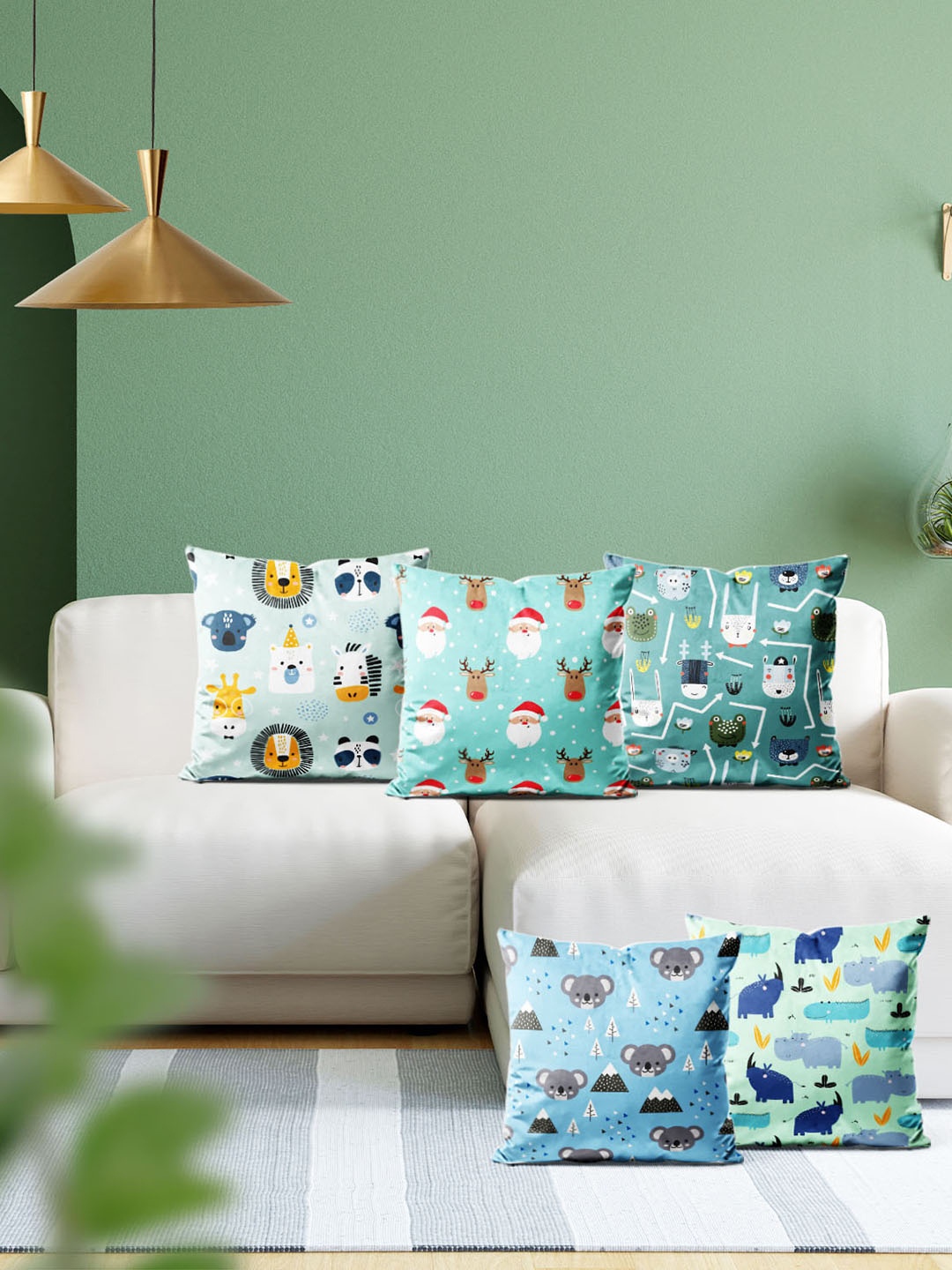 

ArtzFolio Multicoloured Set of 5 Square Cushion Covers, Multi
