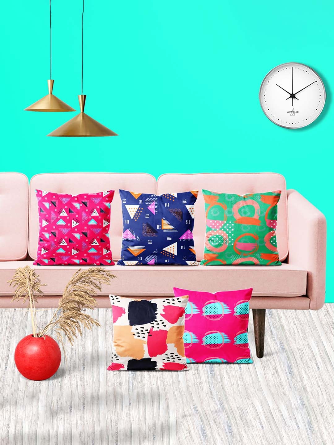 

ArtzFolio Multicoloured Set of 5 Square Cushion Covers, Multi