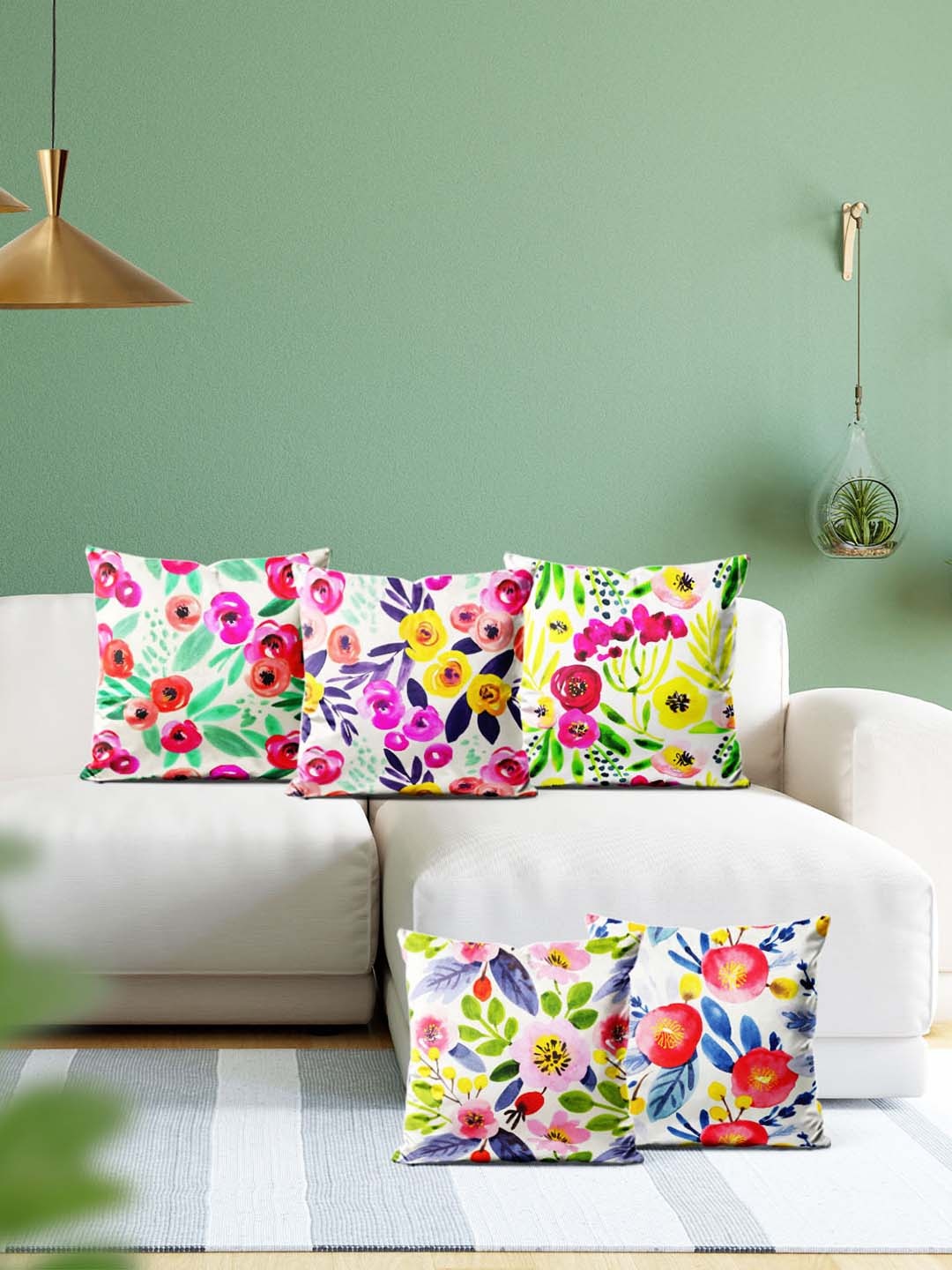 

ArtzFolio Multicoloured Set of 5 Square Cushion Covers, Multi