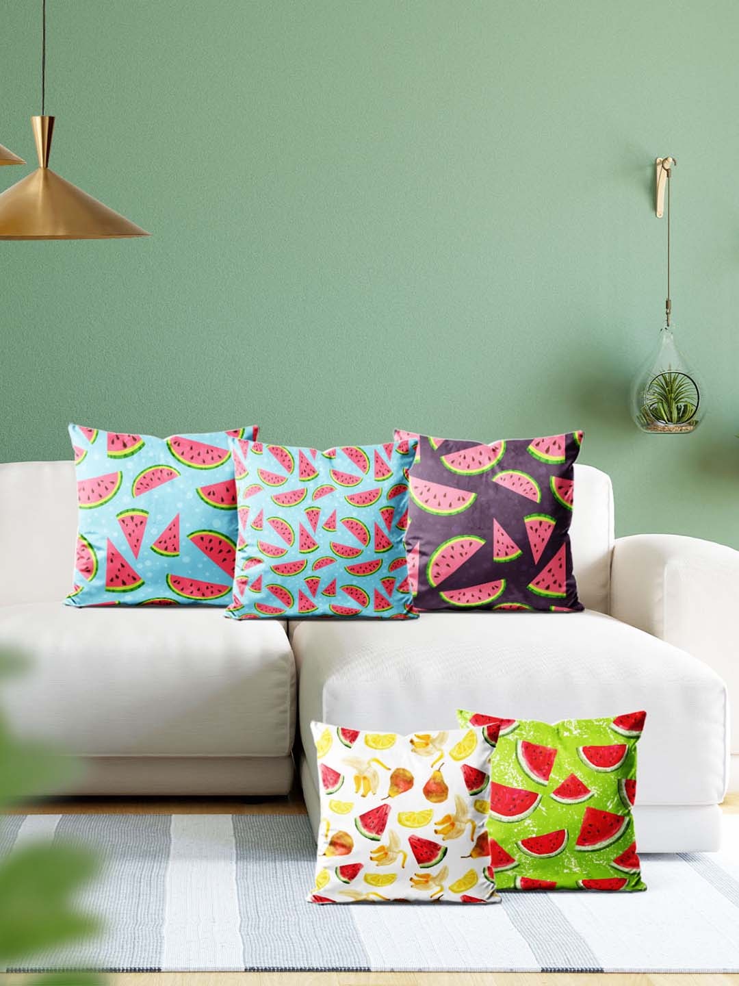 

ArtzFolio Multicoloured Set of 5 Velvet Square Cushion Covers, Multi